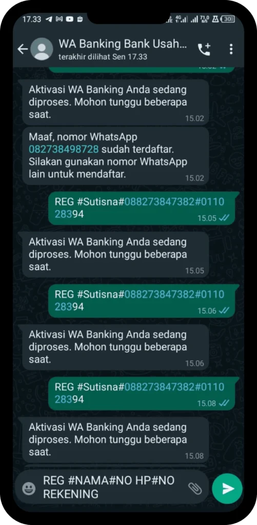 whatsapp banking